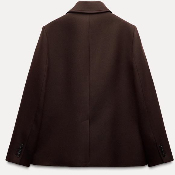 Zara dark brown double breasted button blazer coat NWT - Picture 14 of 14